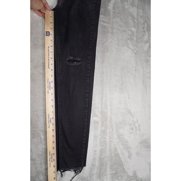 Zara Womens Jeans 8 Lead Grey Skinny Slim Ripped Distressed High Rise Raw Hem - Picture 9 of 10